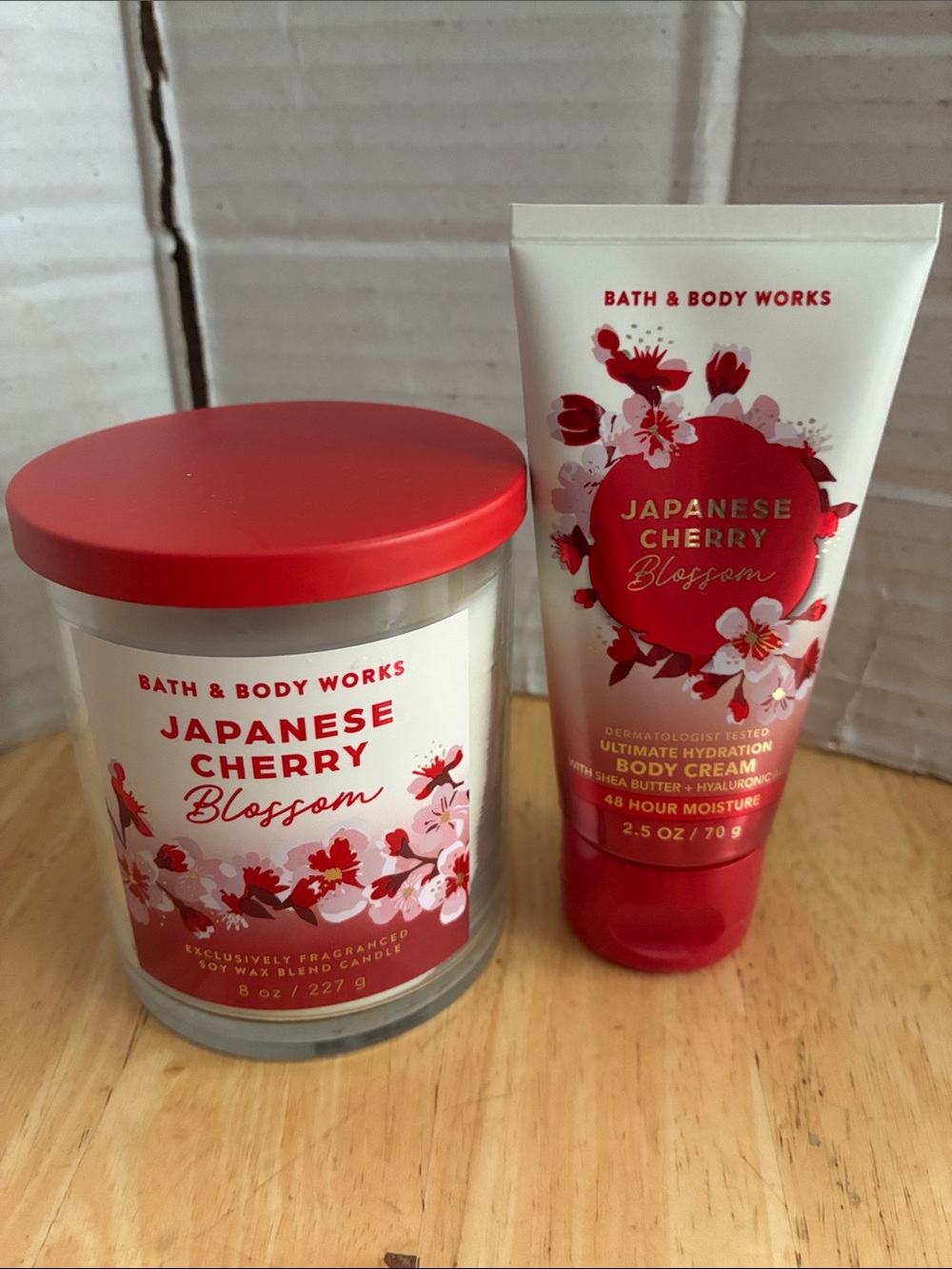 Bath & Body Works set Japanese Cherry Blossom Body Cream & Candle NWT Retail 26